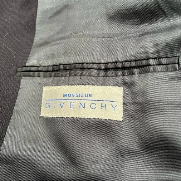 Vintage Givenchy Monsieur Blazer Size 48 2 Button Navy Blue Designer.